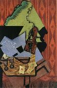 Juan Gris The Fiddle and playing card on the table oil painting